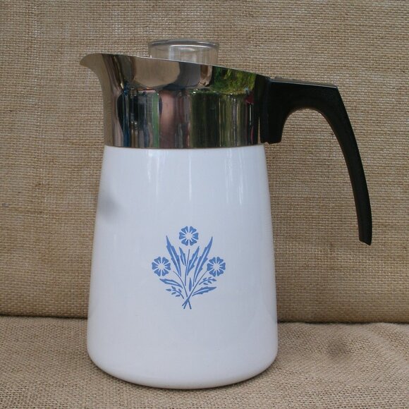 Vintage Corning Ware Cornflower Blue Stovetop Percolator 6 Cup